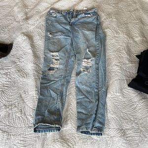 Light wash ripped high rise mom jeans